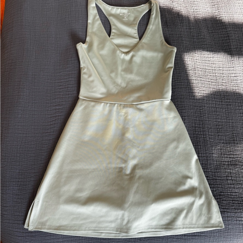 Reformation Ecomove workout Dress in Sage Green with Built in short
